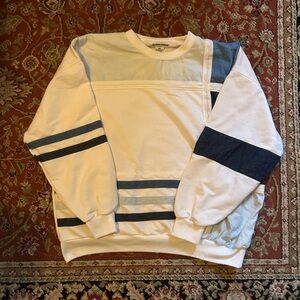 Vintage color block white and denim sweater